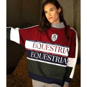 LA Equestrian “Live to Ride” Colorblock Raglan Sweatshirt Oversized Sz SM-M
